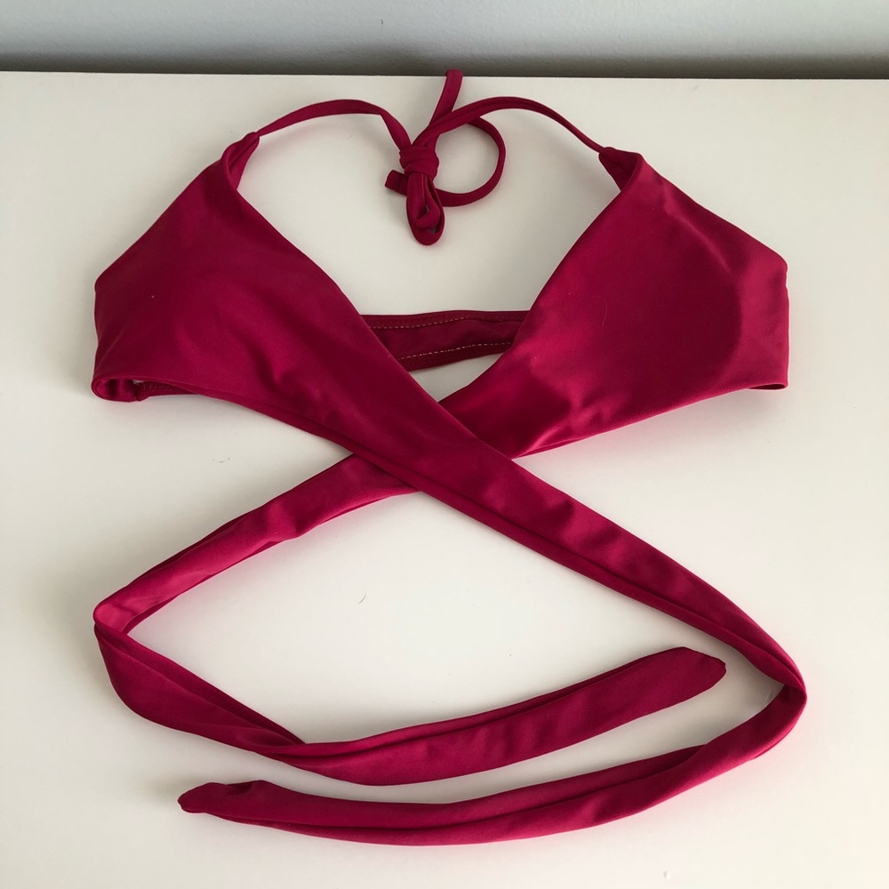 pink wrap around bikini top